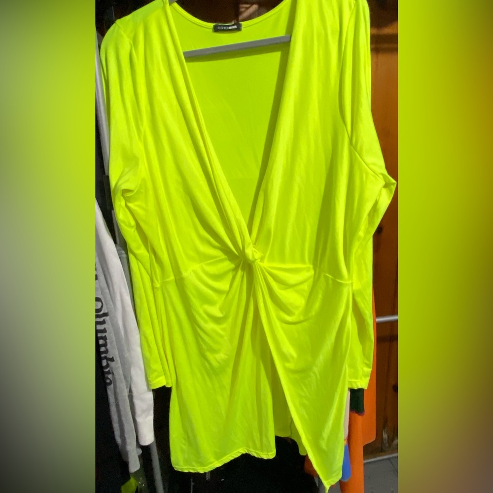 Fashion Nova highlighter green dress